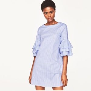 SOLD Zara Basic Striped Ruffle Dress